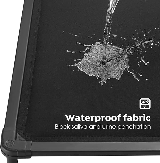Veehoo Chew Proof Elevated Dog Bed, Durable Raised Pet Cot with Soft PP Cotton-Filled Waterproof Mat, Washable Padded Cot for Indoor, Outdoor & Camping, 41-Inch, Black