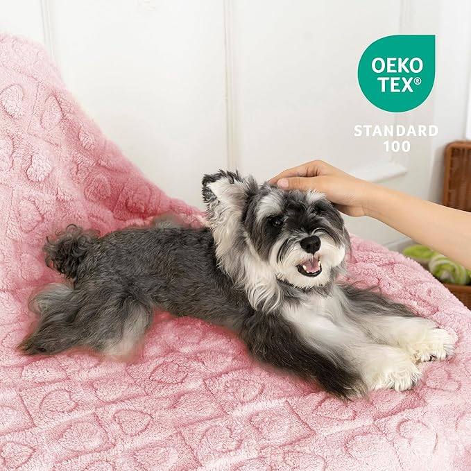 gogobunny Calming Plush Dog Cat Blanket 300GSM Coral Fleece, Ultra-Soft Machine Washable Pet Bedding for Small Medium Dogs Cats Puppies Kittens (Pink, 40x50)