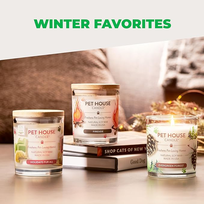One Fur All Pet House Christmas Candles, Long Lasting, Clean Burning, Soy Wax Scented Pet Odor Candles, Gingerbread Cookies