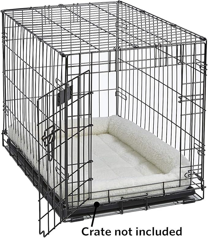 MidWest Homes for Pets QuietTime Dog Bed – White Fleece Bolster, Ultra-Soft and Machine Washable, Fits 48-Inch Crates and Carriers, for Extra-Large Breed Dogs