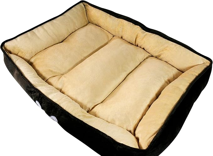 long rich Luxury Embossed Rectangle Micro Mink Dog and Pet Bed, Large, Burn Out Grey by Happycare Textiles, 24"x34"
