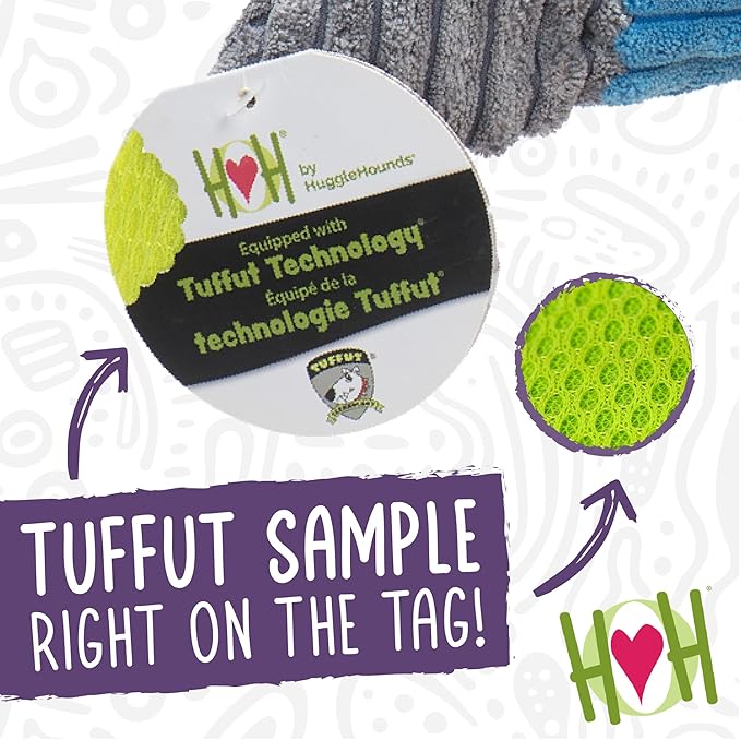 HuggleHounds Knottie Plush Dog Toy - Dog Stuffed Animal Toy, Squeaky Puppy Toys, for Small, Medium & Large Dogs, Durable Plush to Keep Them Busy - Jean Claude, Large