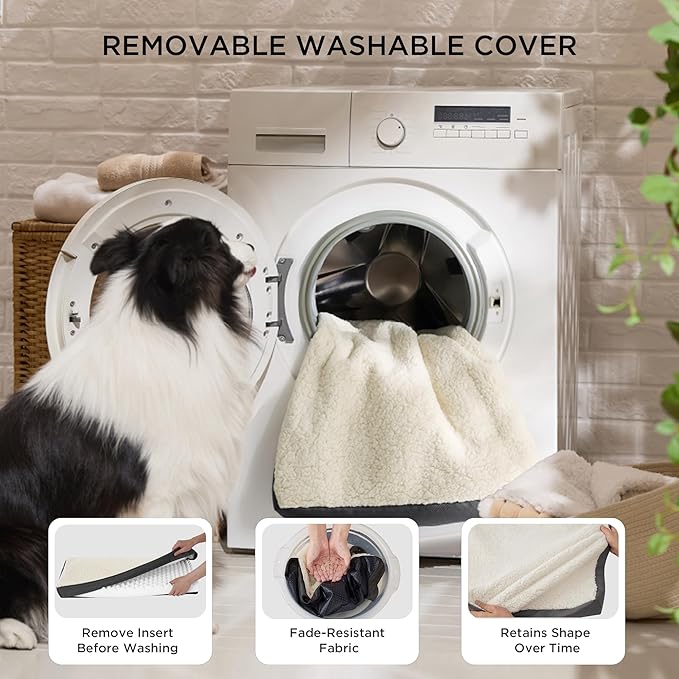 Bedsure Dog Bed Medium Size Dog - Orthopedic Waterproof Puppy Beds with Removable Washable Cover, Egg Crate Foam Pet Mat, Suitable for Pet Up to 35 lbs