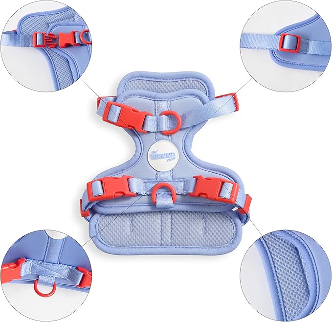 HNS1000E Arlo Extra Small Adjustable Soft Padded No Pull Pet Harness with 3 Buckles and 3 Leash Clips, Sangria