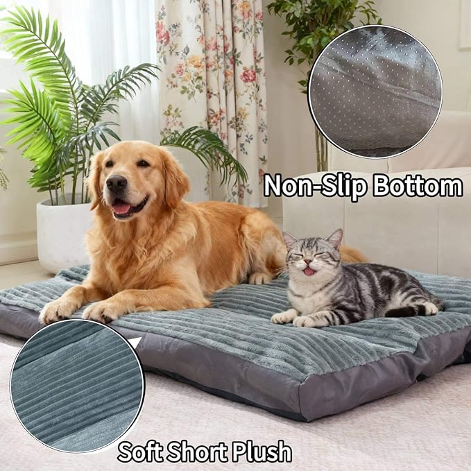 Big Dog Bed for Large/Medium Sized Dogs - Removable Washable Cover, Non-Slip Bottom, Dog Crate Pad Comfort Cushion for Joint Relief, Deep Sleep & Home Decor