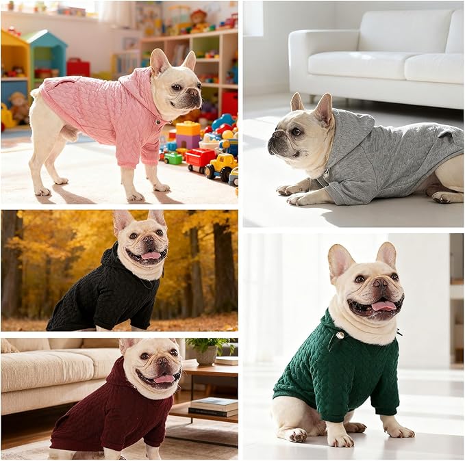 EXPAWLORER Textured Cable Knit Basic Dog Hoodie, Elevated Style Dog Sweater with Leash Hole and Pocket, Soft and Warm Pet Winter Coat, Cold Weather Clothes for Small Medium Large Dogs Cats,Black XL