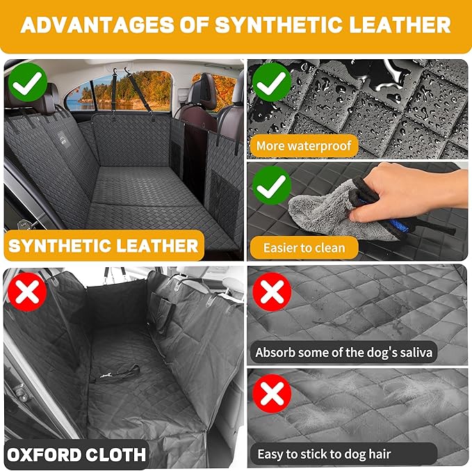 ONTYZZ Dog Car Back Seat Extender - 440LBS Heavy Duty, Pet Camping Air Mattress with Mesh Window, Hard Bottom Dogs Hammock for Car/SUV/Truck, Waterproof Non-Slip Dog Car Seat Cover, Black