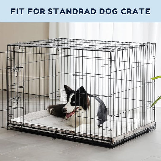 WESTERN HOME Dog Bed for Crate, High Resilience Foam Dog Crate Mat Kennel Pad with Soft Wavy Plush Comfortable Anti-Slip Washable Bed for Large Medium Small Dogs & Cats