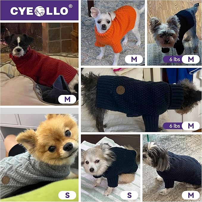 cyeollo Dog Christmas Sweater Pullover Turtleneck for Dogs, Classic Knitwear Fall Winter Cold Weather Dog Clothes Warm Pet Apparel Small Medium Large Dog Sweaters, Green S