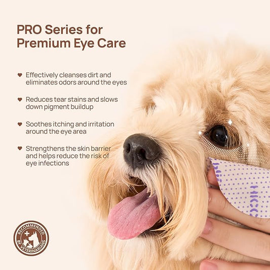HICC PET Eyes Wipes for Dogs & Cats Upgraded Pro Version, Vet-Recommended Dog Eye Wipes Hypoallergenic, Remove Debris, Mucus, Discharge & Crust - 100ct, Unscented