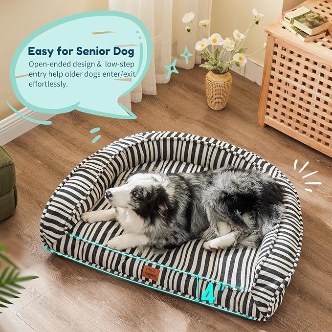 Dog Bed for Large Dogs - Washable Canvas Pet Beds, Breathable & Low-Step Entry Easy for Senior Dog, 36x27x7inches