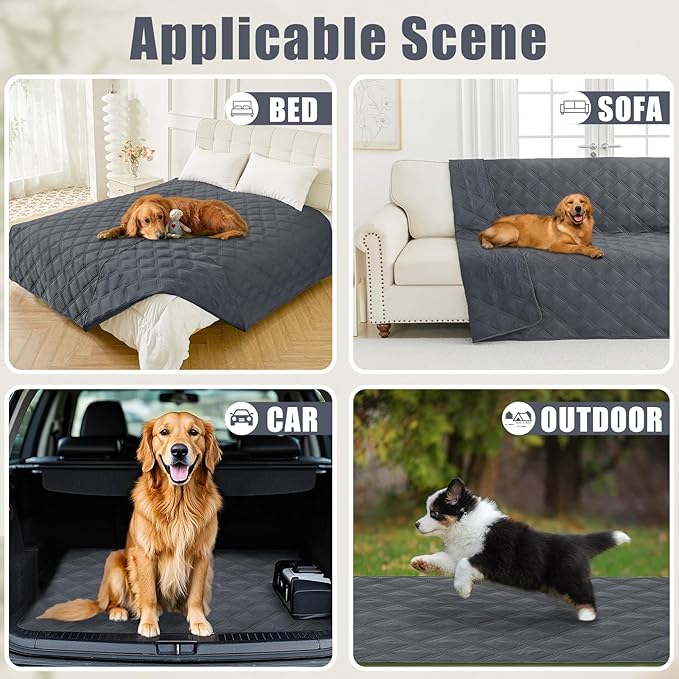 Smiry Waterproof Dog Bed Cover Blanket 40x90, Soft Reversible Pet Blanket, Washable Leakproof Cats Dogs Couch Cover for Sofa, Couch, Furniture, Lattice, Dark Grey/Dark Grey