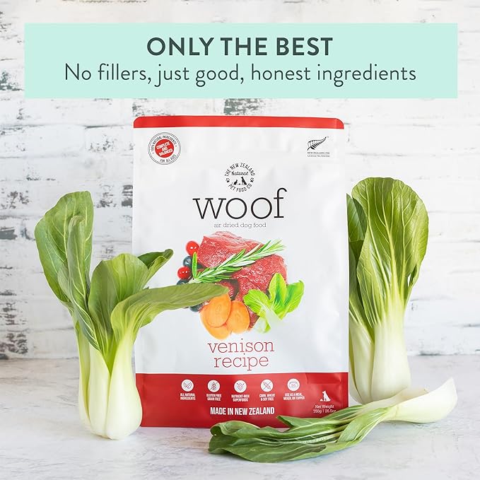 The New Zealand Natural Pet Food Co WOOF Air Dried Dog Bites -Venison Recipe Air Dried Dog Food,High Protein Venison, Healthy Dog Food,26.5oz