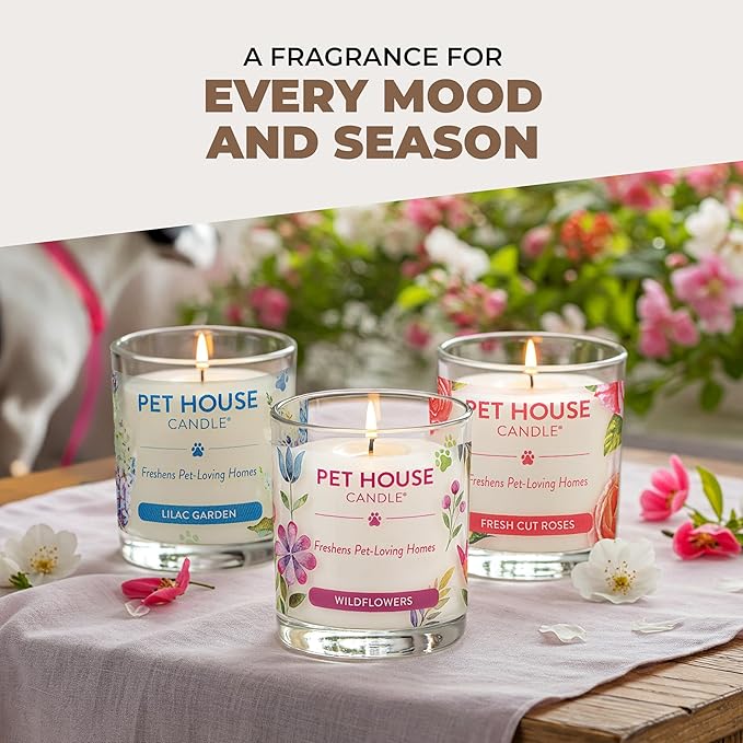 One Fur All Pet House Fall Candles, Long Lasting, Clean Burning, Soy Wax Scented Candles for Pet Odor, Fireside