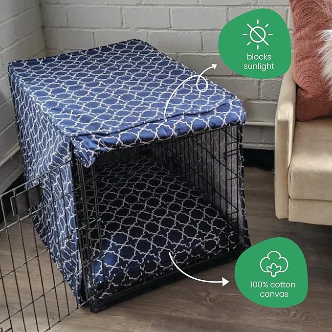Molly Mutt Romeo & Juliet Dog Crate Cover, 100% Cotton Canvas Cover with 2 Roll-Up Panels, Ideal for Dog or Cat Crate, Durable, Washable, and Free of Harmful Chemicals, 30" x 19" x 21"