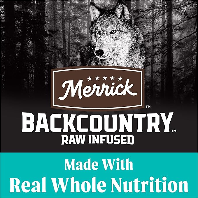 Merrick Backcountry Grain Free Dry Adult Dog Food, Kibble With Freeze Dried Raw Pieces, Game Bird Recipe - 20.0 lb. Bag