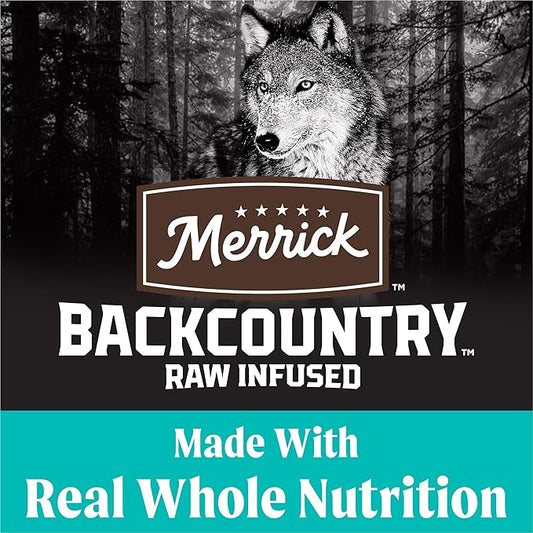 Merrick Backcountry Grain Free Dry Adult Dog Food, Kibble With Freeze Dried Raw Pieces, Game Bird Recipe - 20.0 lb. Bag