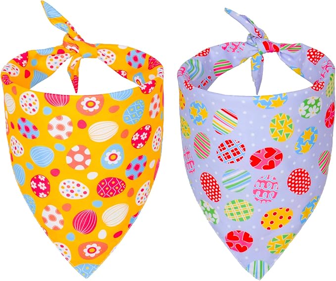 ADOGGYGO Easter Dog Bandana, Multiple Sizes Offered, Reversible Triangle Easter Bandana Scarf for Small Dogs Pets (Small)