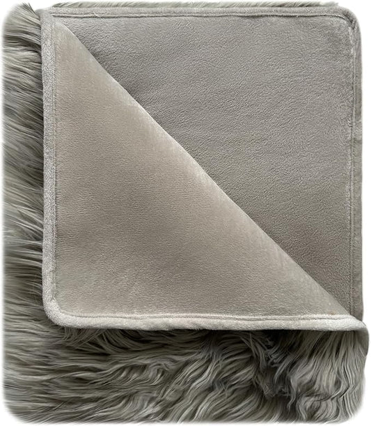 Waterproof Dog Blanket for Small, Medium & Large Dogs – Faux Fur Pet Throw for Couch, Sofa, Bed & Car – Soft, Washable, Stain-Resistant, Durable Cover – Grey – 40" x 30"