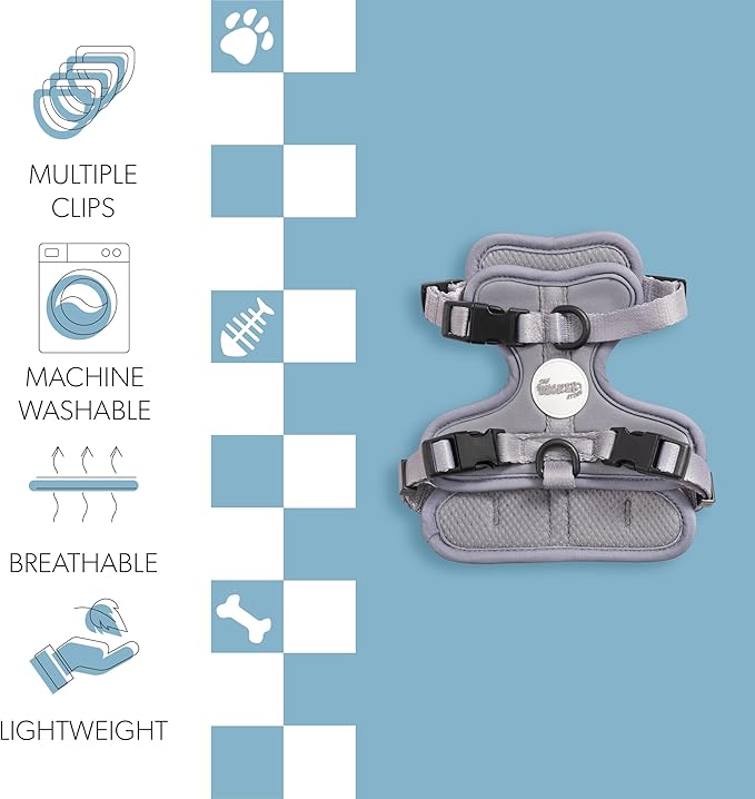 HNS1000N Arlo Extra Small Adjustable Soft Padded No Pull Pet Harness with 3 Buckles and 3 Leash Clips, Martini