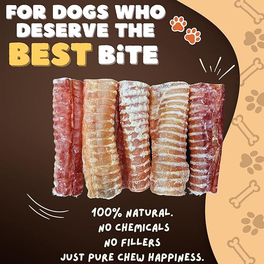 Woofley's Beef Trachea - (6 Inch 20 Pack) - Trachea Treats for Dogs - Natural Source of Glucosamine and Chondrotin for Joint Health - 100% Natural Beef Windpipe for Dogs