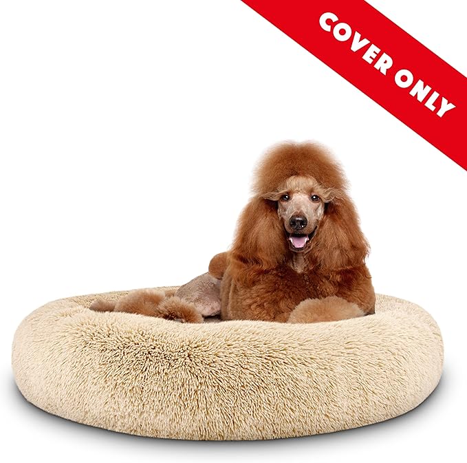The Dog's Bed Replacement Cover ONLY for The Dog’s Bed Sound Sleep Donut Dog Bed Replacement Cover, XL Beige Fur, Veterinary Approved