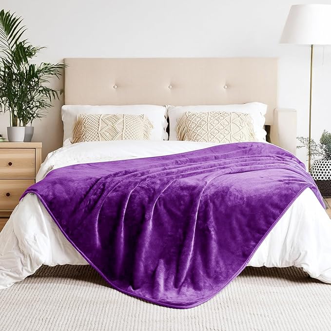 Waterproof Dog Blanket for Couch,Pee Proof Pet Blanket with 3-Layer Protection,Reversible Sherpa & Flannel Furniture Protector for Sofa Bed Car,Gifts for Cat Dog Lovers Christmas,60"x80",Purple