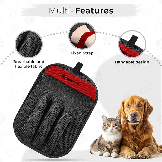 Pet Hair Removal Glove for Cats & Dogs, Upgraded Five-Finger Electrostatic Pet Hair Gloves, Reusable Magic Brush Pet Hair Remover Tool, Pet Hair Removal Glove for Couch, Carpet, Car Seat(1 PC)