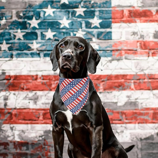 ADOGGYGO 4 Pack American Flag Dog Bandanas, Red Blue USA Flag Star Pet Scarf Bib, Pet 4th of July Bandanas Costume Accessories for Small Dogs (Small)