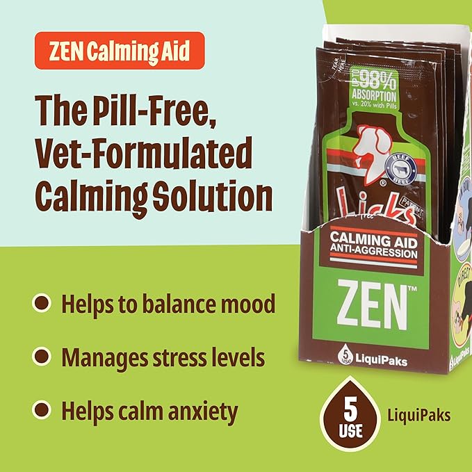 Licks Dog Zen Calming Aid Supplements - 5-use (Braised Beef Flavor)