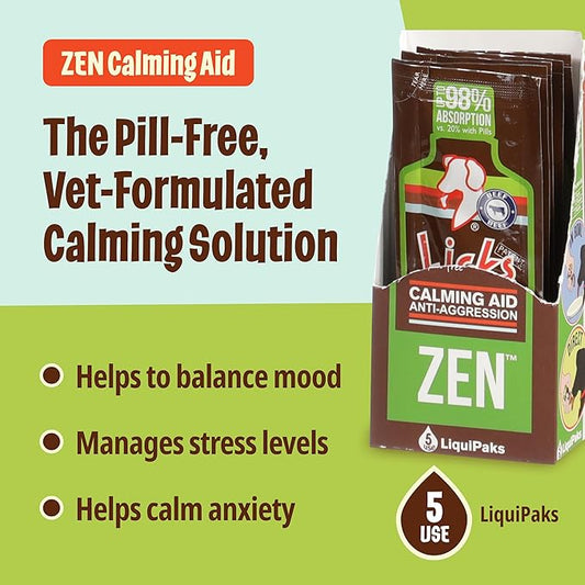 Licks Dog Zen Calming Aid Supplements - 5-use (Braised Beef Flavor)