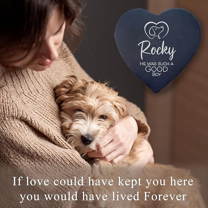 Dog Memorial Gifts for Loss of Dog, Cemetery Decorations for Grave, Pet Loss Sympathy Gift, Personalized Remembrance Garden Stone, Cat Lovers Heaven Grave Markers Bereavement Headstone (A10H)