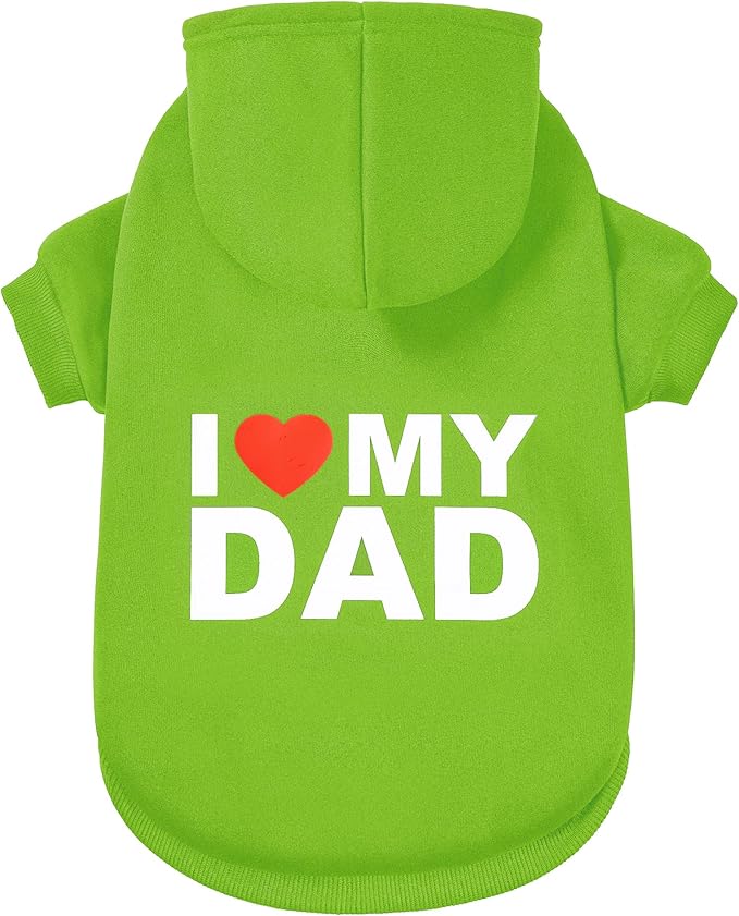 GreenJoy Dog Sweater Dog Hoodie Cold Weather Coat Hooded Sweatshirt for Puppies,Cats, Small Medium Large Dogs (Green(I Love My Dad), Large/X-Large)
