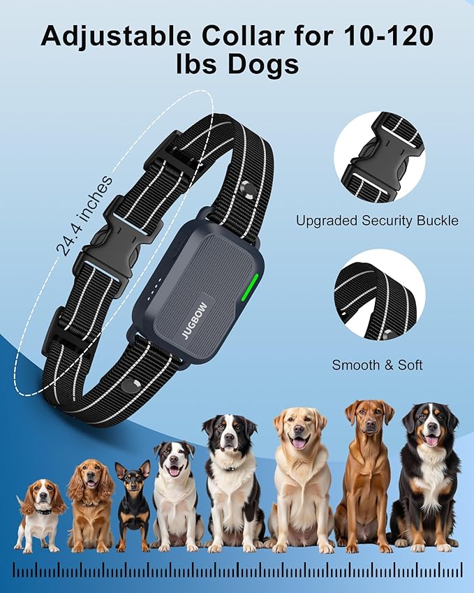 Jugbow Dog Shock Collar - 4200FT Dog Training Collar with Remote, IPX8 Waterproof Electric Dog Collar with 4 Training Modes, Security Lock, Rechargeable eCollar for 10-120lbs Dogs(Blue)