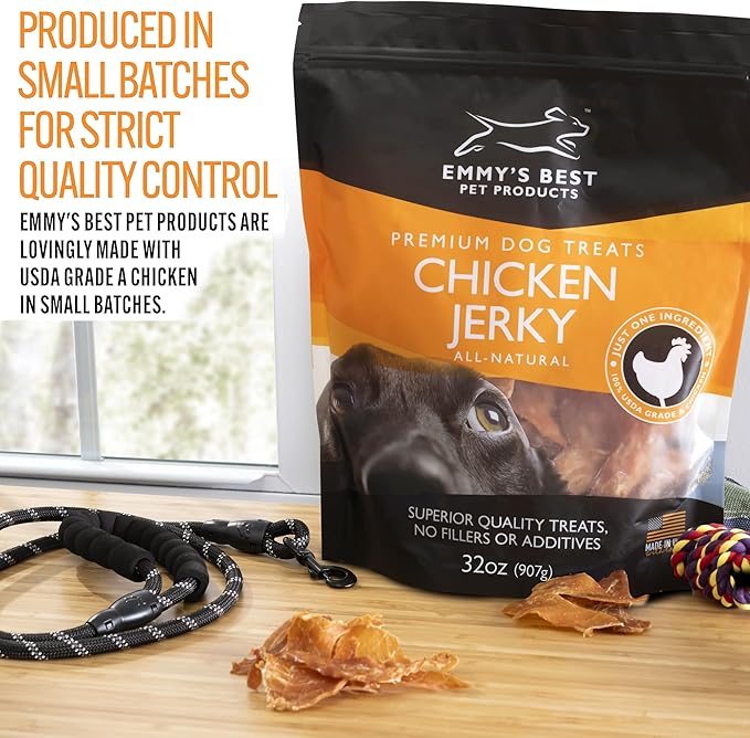 EBPP Chicken Jerky Dog Treats Made in USA - 100% Natural Jerky Treats Made with Real Chicken for Medium Dogs, Large and Small Dogs - 32oz Bag