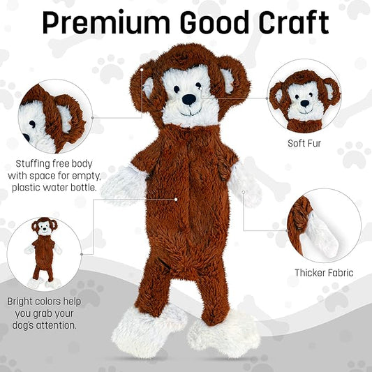 FGA MARKETPLACE Monkey-Grey Rabbit Flat NO Stuffing NO Squeak Plush Dog Toy, Funny Style Will Entertain Your Pet for Hours, Recommended for Small and Medium Dog 21 INCH Long