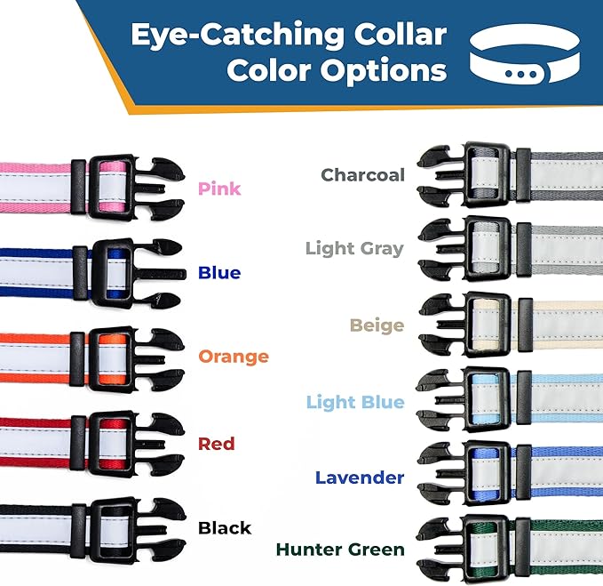 GoTags Reflective Personalized Dog Collar, Custom Embroidered Safety Collar with Pet Name and Phone Number for Boy and Girl Dogs, Small, Medium, and Large Adjustable Sizes (Small, Beige)
