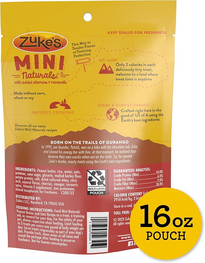 Zuke`s Mini Naturals Dog Treat Peanut Butter 1lb