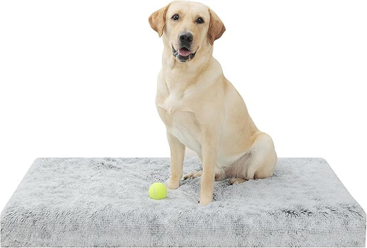 Dog Bed, Dog Crate Pad with Removable Washable Pet Mat Cover, Non-Slip Bottom, Waterproof Orthopedic Dog Beds for Large/Medium/Small Dogs (L(36''x27''x3''), Grey)