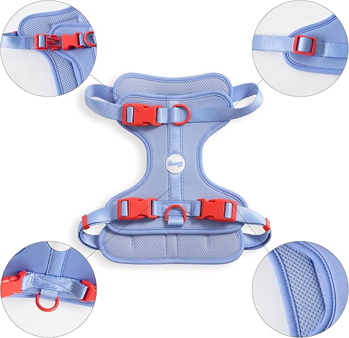 HNS1003E Arlo Large Adjustable Soft Padded No Pull Pet Harness with 3 Buckles and 3 Leash Clips, Sangria