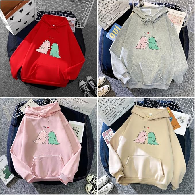 Women Girl Hoodies Cute Cat Ear Novelty Printed Pullover Sweatshirt