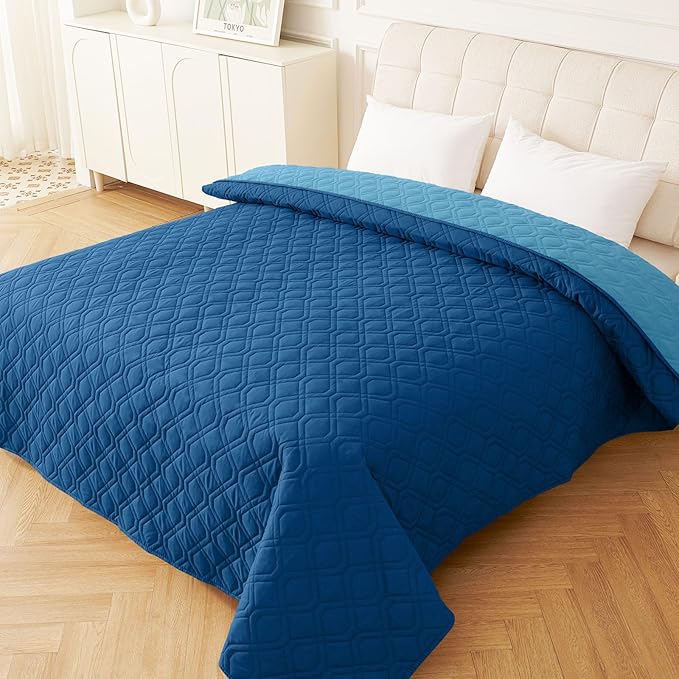 hyha Waterproof Dog Bed Blanket, Soft Pet Blankets, Waterproof Couch Cover for Dogs, Reversible Sofa Covers Washable for Furniture (82x82 Inch, Navy Blue/Blue)