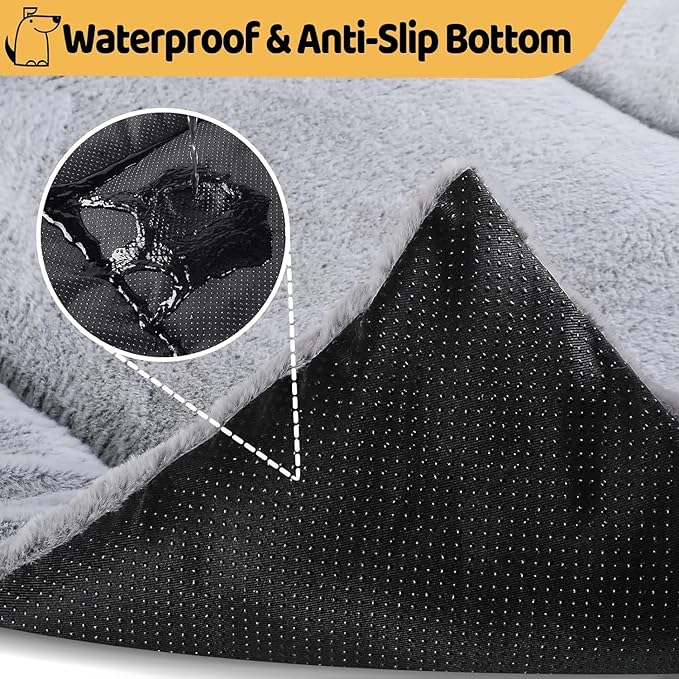 Washable Dog Crate Bed for Large Dogs, Soft Fluffy Pet Kennel Bed Mat Sleeping Mattress, Anti-Slip Travel Flat Pet Beds for Indoor & Outdoor Dogs (30" x 20", Grey)