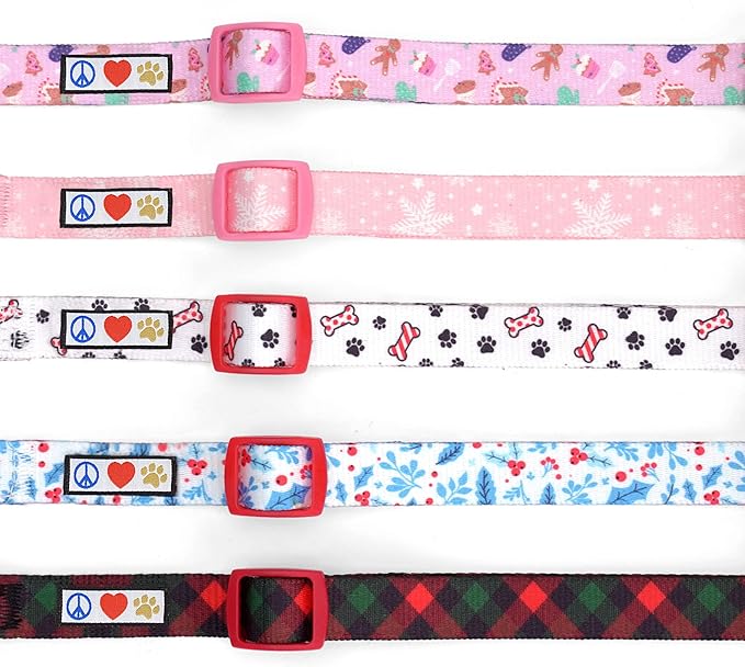 Pawtitas Soft Adjustable Puppy Collar Leash Harness Sold Separately Personalized Customizable Dog Collar Embroidered Customize Pet Name Phone Number Christmas Dog Collar Extra Small Christmas Cookies