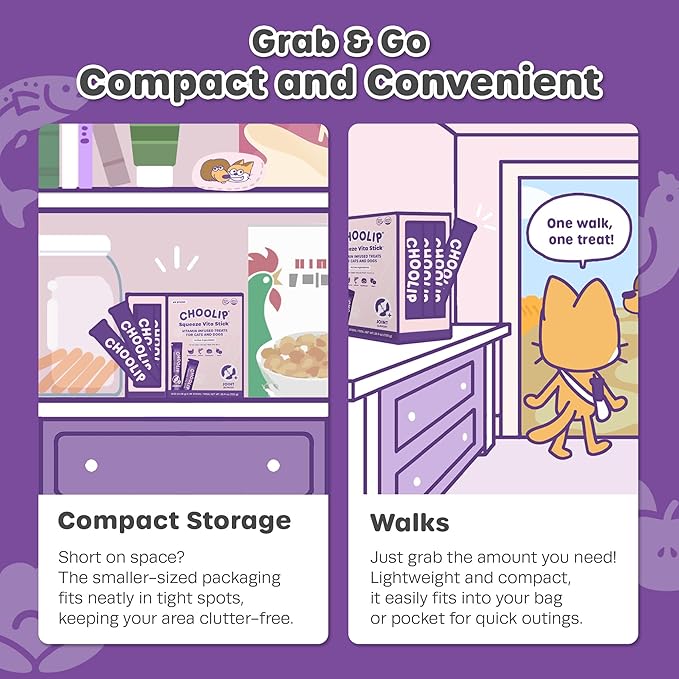 Choolip Squeeze Vita Stick Lickable Cat Treats & Dog Puree – 49-Count Joint Support Tubes, Creamy Grain-Free High-Protein Puree with MSM, Glucosamine & Green Lipped Mussel for Joint & Mobility Health