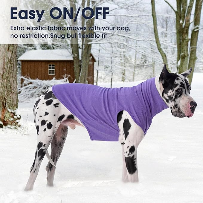 IECOii XL Dog Sweater - Stretch Fleece Vest with Turtleneck - Purple,X-Large, Warm Pullover Dog Fleece Coat for Large Dogs - Christmas Pet Sweatshirt for Boys & Girls, Machine Washable