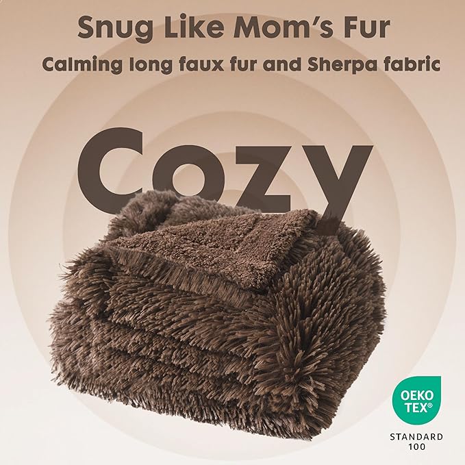 gogobunny Waterproof Dog Blanket for Large Dogs, Cats, Puppy, Reversible Faux Fur Pet Throw Blanket, Washable, Calming Furniture Protection for Sofa Bed (40x50 Inch (Pack of 1), Chocolate)
