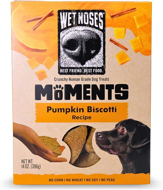 Wet Noses Moments Non-GMO Pumpkin Biscotti Crunchy Dog Treats - 14oz | No Corn, Wheat, Soy or Peas, Made with 7 Simple Ingredients