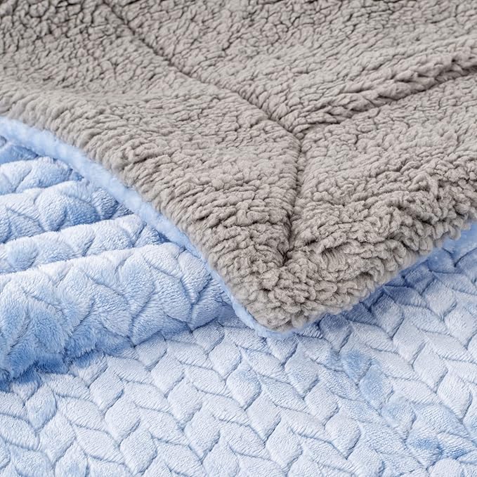 Fuzzy Blanket or Fluffy Blanket for Baby Girl or boy, Soft Warm Cozy Coral Fleece Toddler, Infant or Newborn Receiving Blanket for Crib, Stroller, Travel, Outdoor, Decorative (32" x 40", MD-Sky Blue)