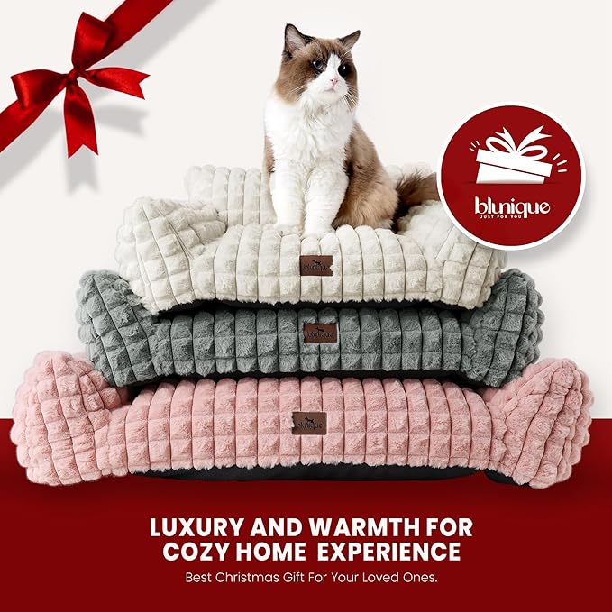 Dog Couch Beds for Dogs/Cats, Supportive Washable Fluffy Faux Rabbit Pet Sofa Cat Couch with Removable Zipper Cover for Small/Medium Dogs 30 x 20 x10inch, Off White
